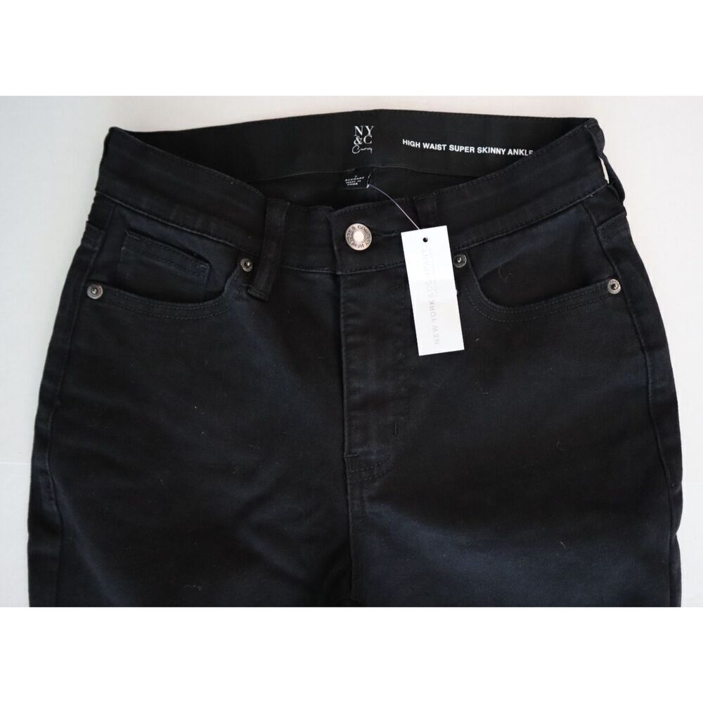 New York & Co. Women Sz 2 Average High Waist Super Skinny Ankle Distressed Jeans - Picture 5 of 9